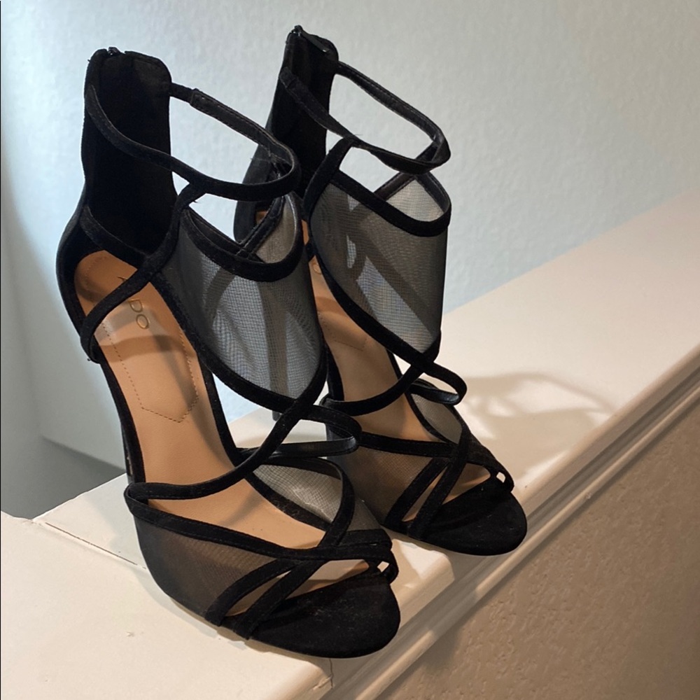 Aldo Black Strappy Heels